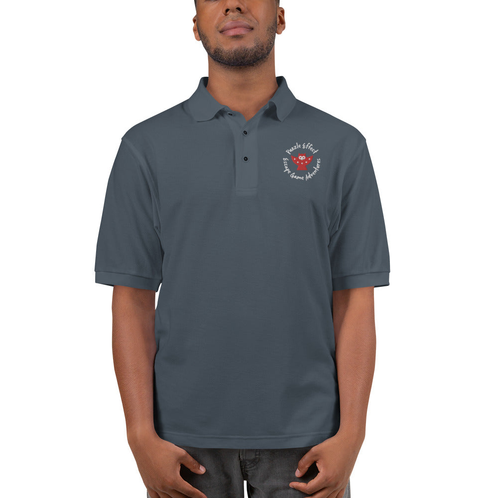Puzzle Effect Circle Logo Men's Embroidered Polo